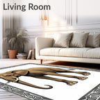 Majestic Brown Elephant Tribal Border Rug