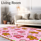Pink Gingerbread Cookie Flower Swirl Rug