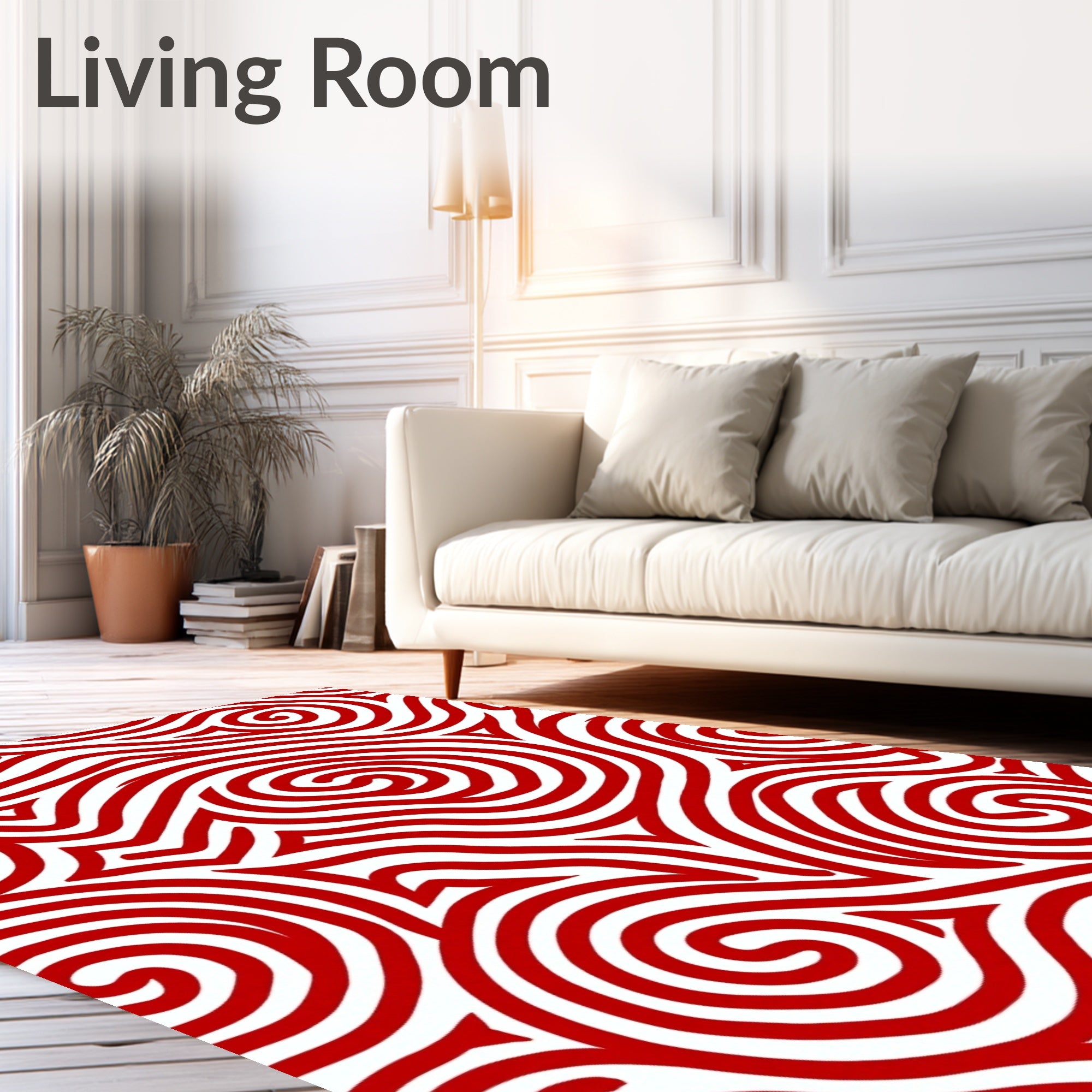 Bold Red Swirling Lines Rug