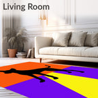 Bold Orange Purple Dog Graphic Rug