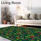 Dark Green Holly Berry Garland Rug