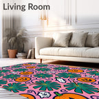 Whimsical Jack O Lantern Ghost Garden Rug