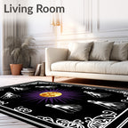 Mystical Moon Black White Creatures Rug