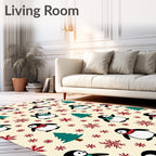Adorable Penguin And Pinecone Whimsy Rug