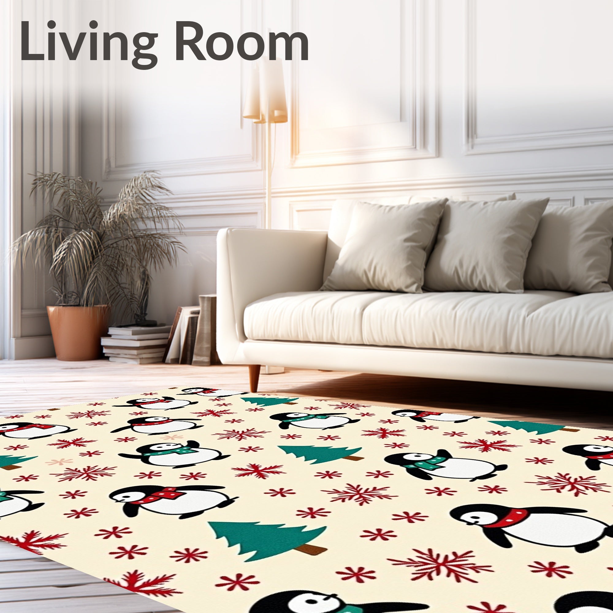 Adorable Penguin And Pinecone Whimsy Rug