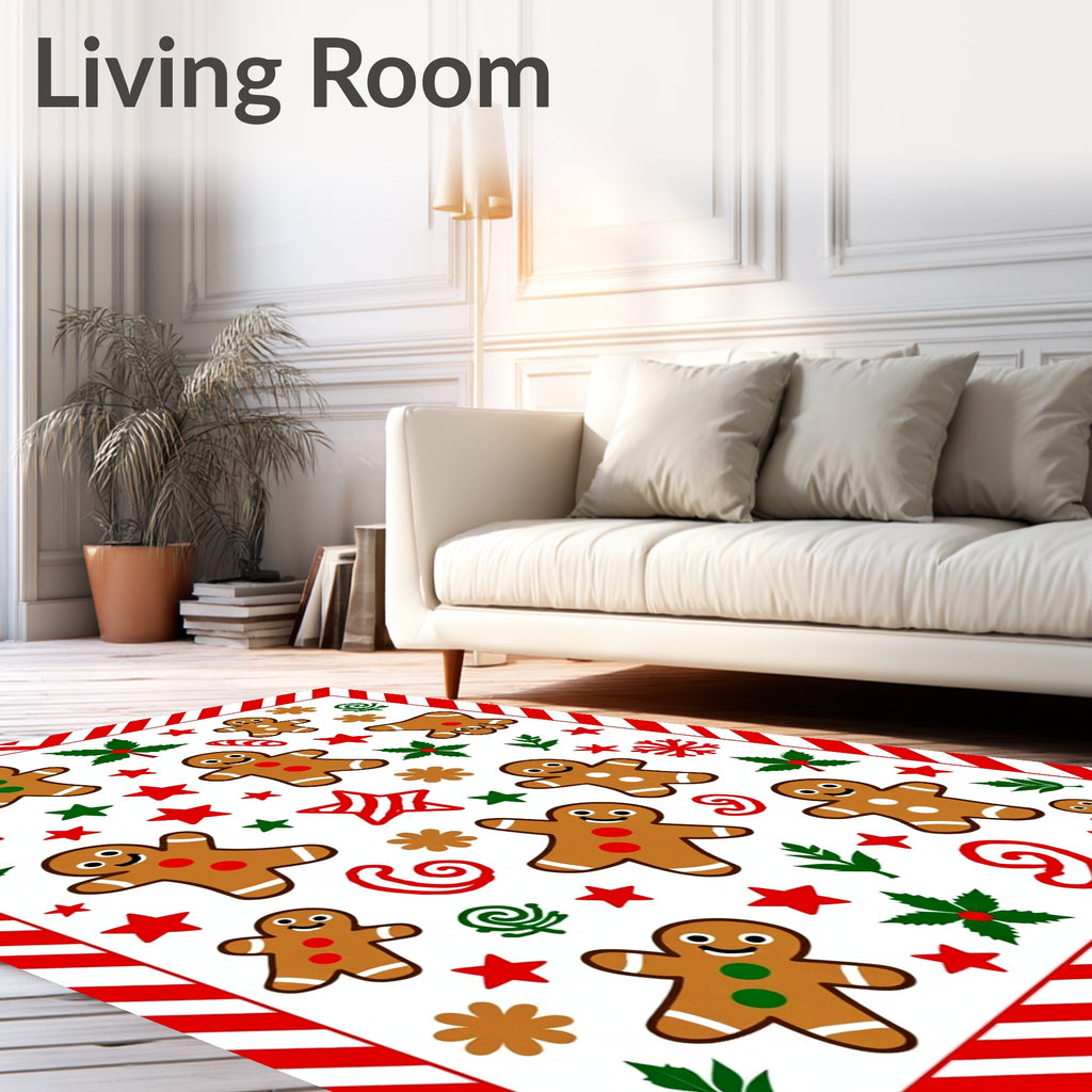 Merry Gingerbread Man Holiday Collage Rug