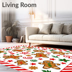 Merry Gingerbread Man Holiday Collage Rug