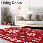 Crimson Snowflake Winter Holiday Rug
