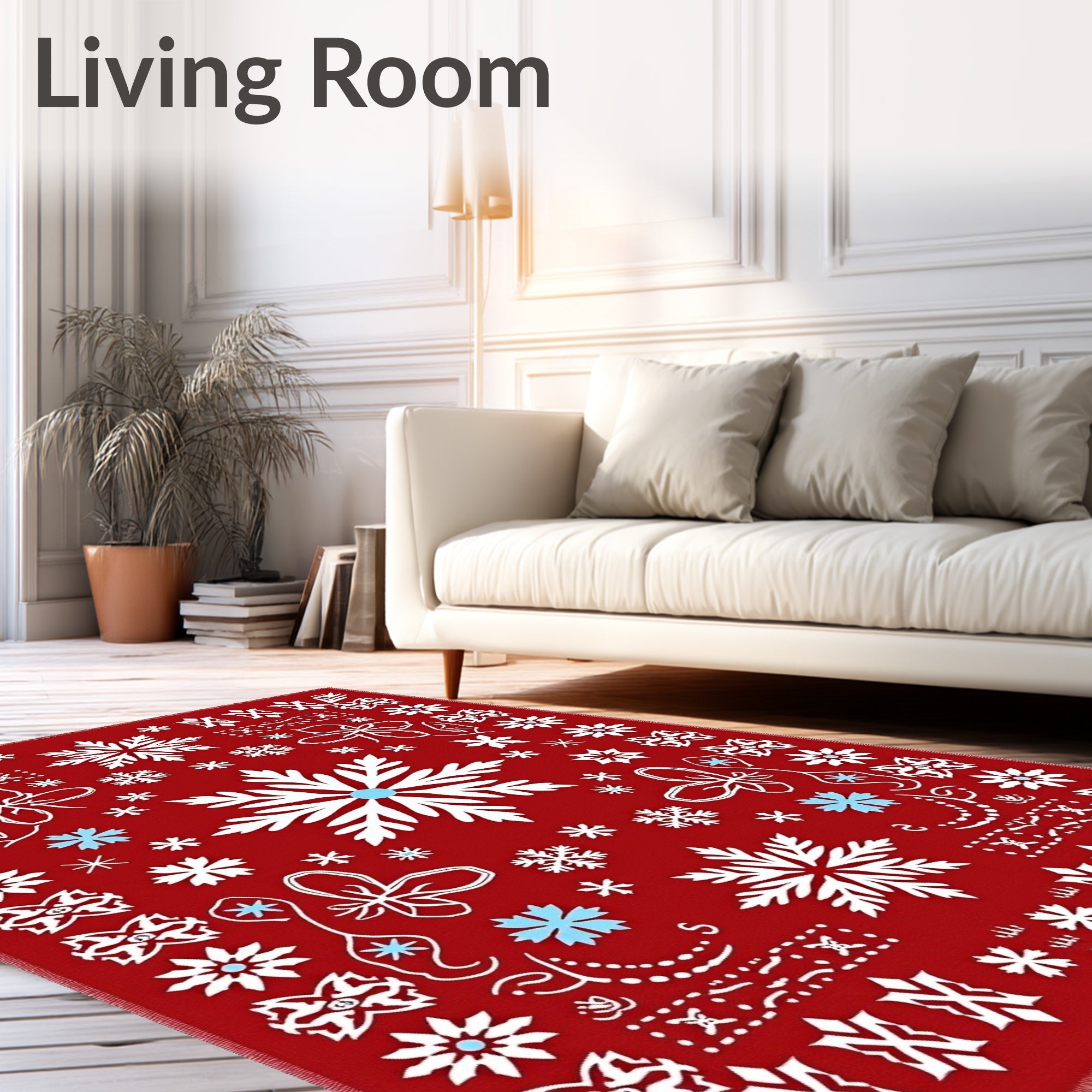 Crimson Snowflake Winter Holiday Rug