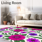 Vibrant Magenta Purple Floral Field Rug