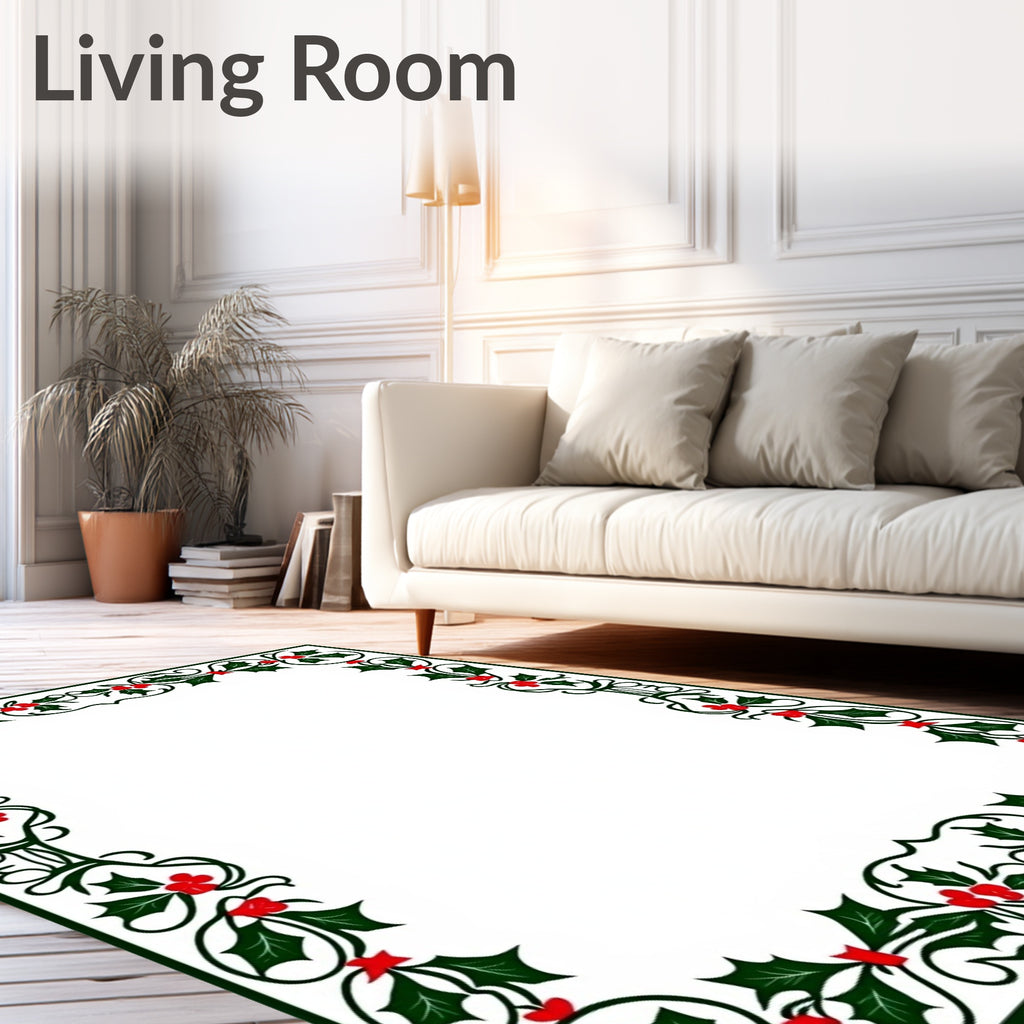 Emerald Green Holly Berry Garland Rug
