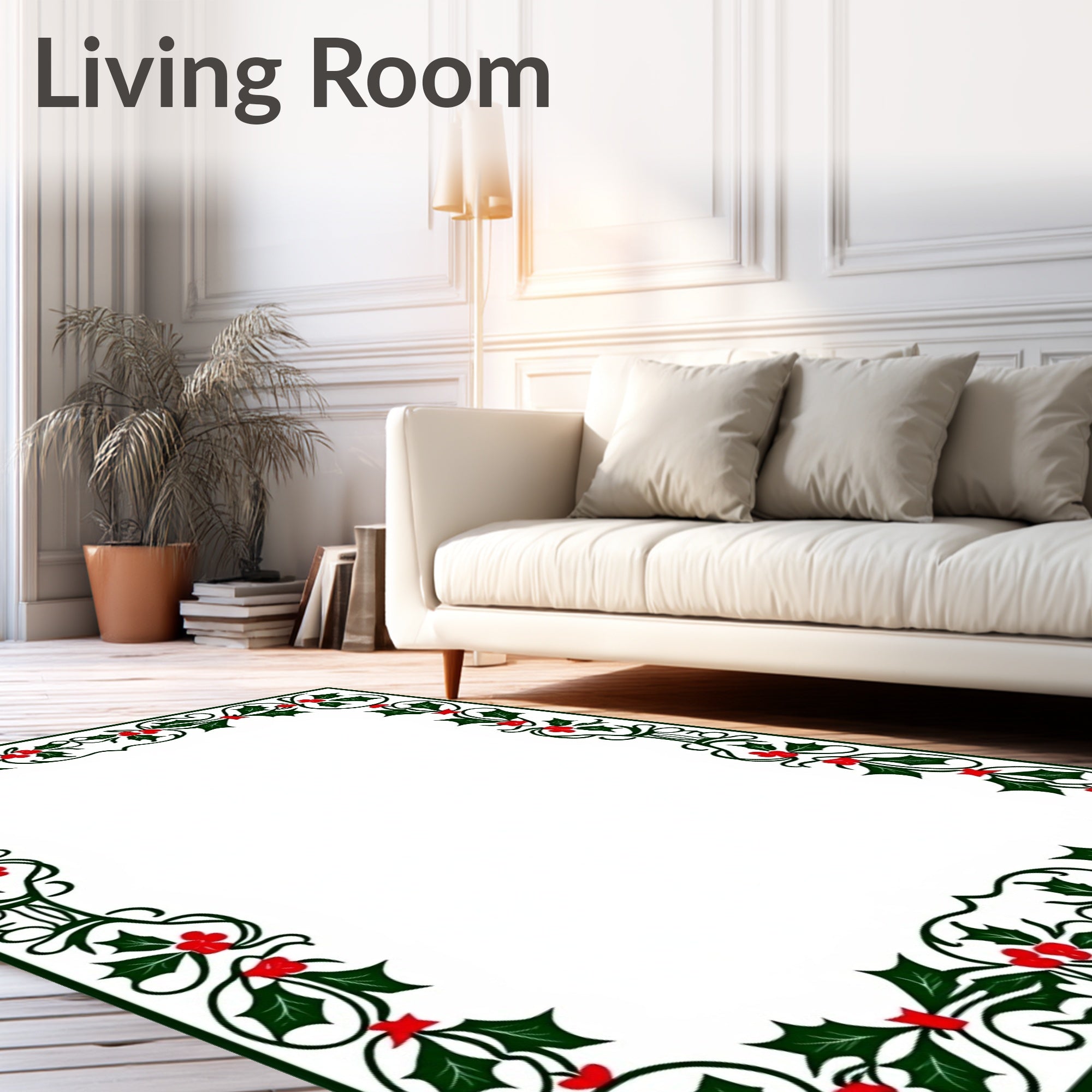 Emerald Green Holly Berry Garland Rug