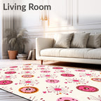 Pink Donut Burst Creamy White Rug