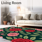 Classic Red Pink Rose Garden Blanket Rug