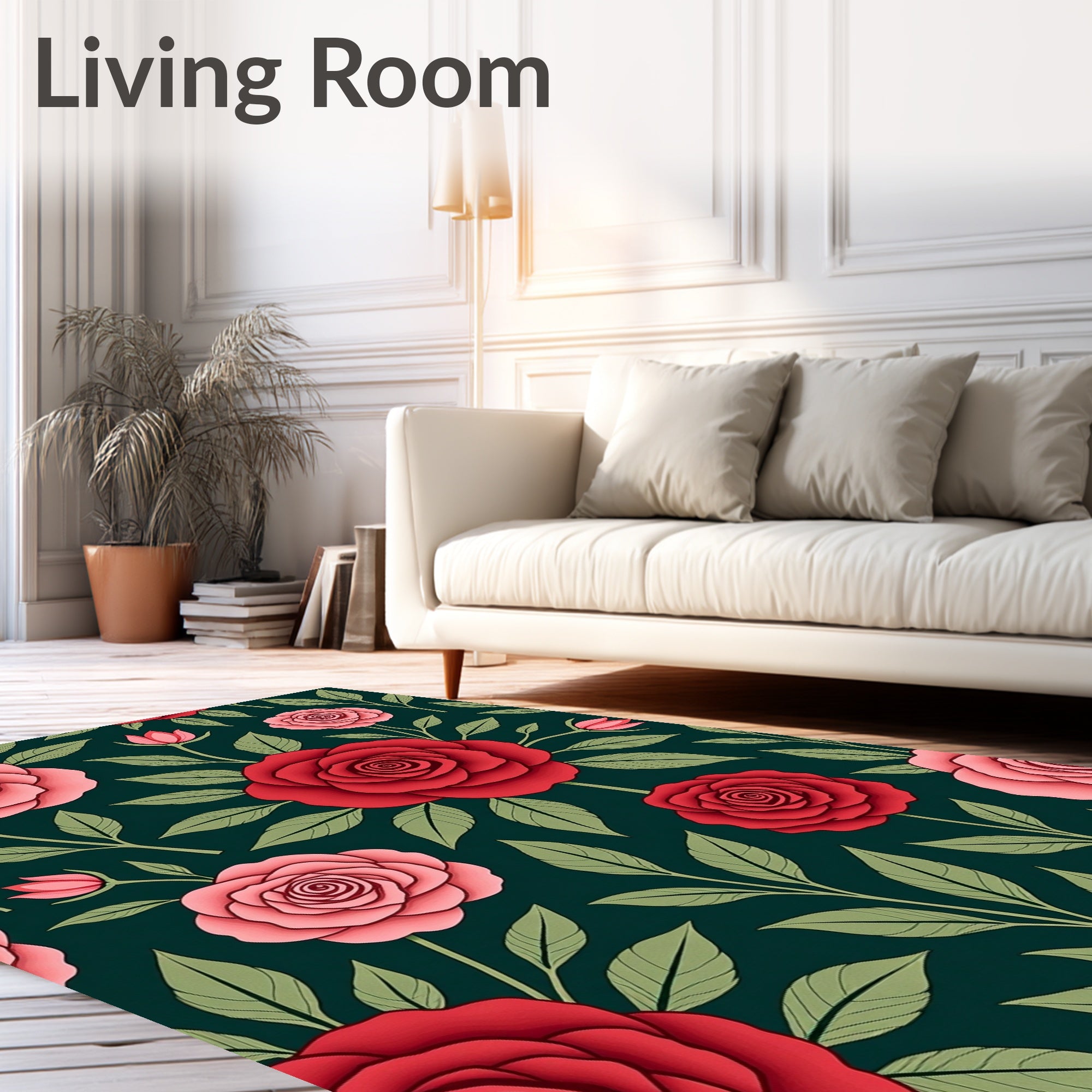 Classic Red Pink Rose Garden Blanket Rug
