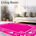Bold Pink White Card Suit Border Rug