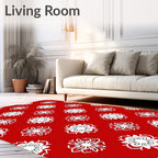 Red White Floral Medallion Repeat Rug