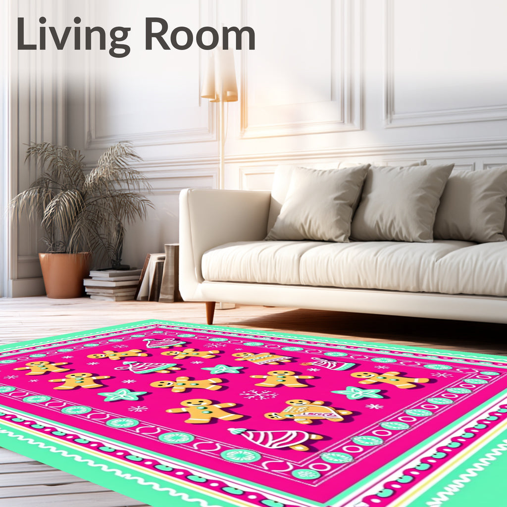 Sweet Gingerbread Christmas Holiday Icons Rug