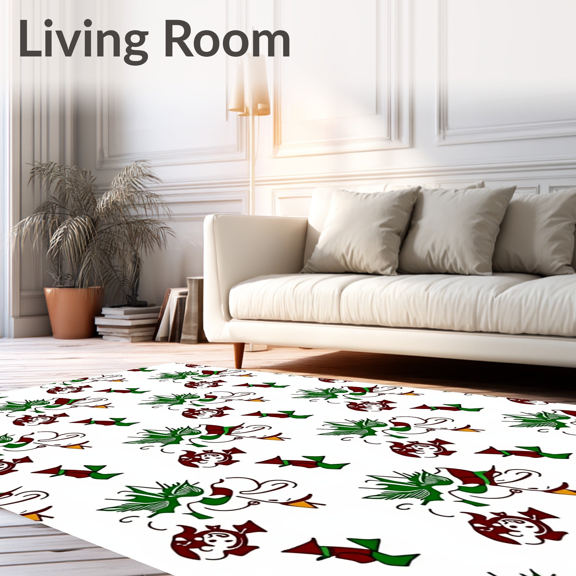 Whimsical Red Green Character Flourish Rug