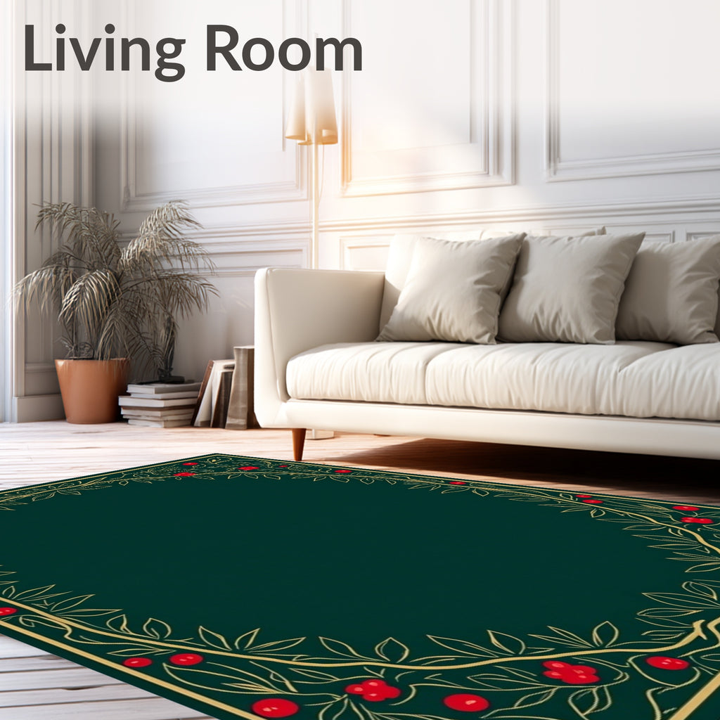 Golden Red Berry Vine Border Rug