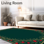 Golden Red Berry Vine Border Rug