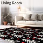 Black White Pine Snowflakes Berry Rug