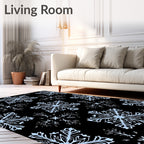 Pale Blue Snowflake Winter Pattern Rug