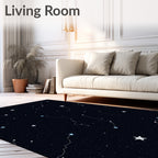 Deep Blue Night Sky Starry Constellation Rug