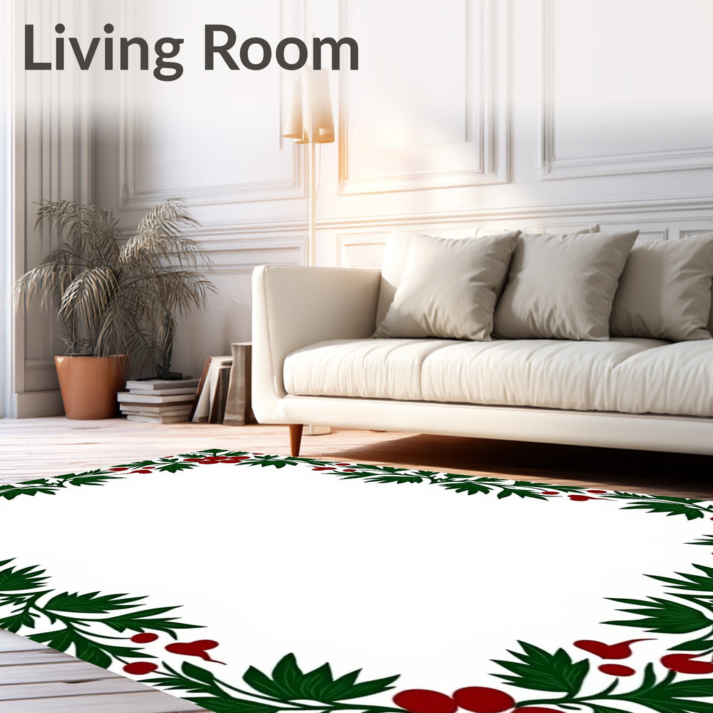 Crimson Berry Vine Border Rug