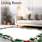 Crimson Berry Vine Border Rug
