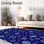 Deep Blue Snowflake Scatter Rug