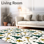 Green Tree Gold Star Snowfall Rug