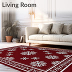 Festive Crimson Snow Flurry Rug