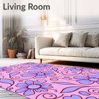 Whimsical Lavender Floral Garden Rug