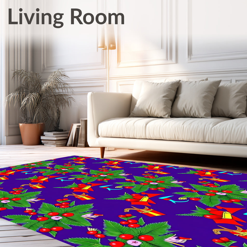 Vibrant Red Berry Holiday Cluster Rug