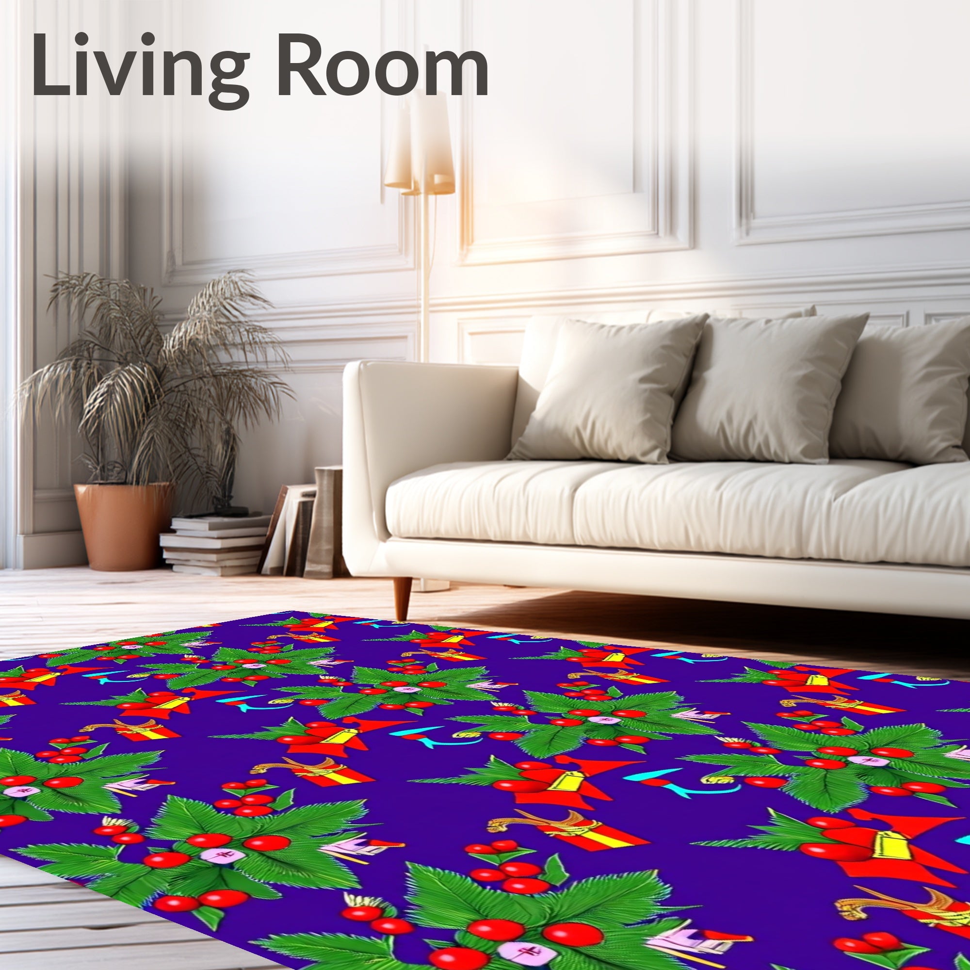Vibrant Red Berry Holiday Cluster Rug