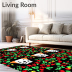 Playful White Dog Red Berry Garland Rug