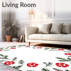 Festive Evergreen Berry Sprig Border Rug