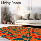 Emerald Foliage on Citrus Background Rug