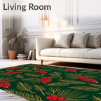 Red Holly Sprig Gold Leaf Rug