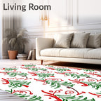 Festive Hand Drawn Christmas Tree Garland Rug