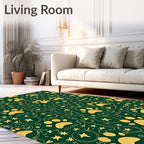 Golden Paw Stars Swirls Emerald Rug