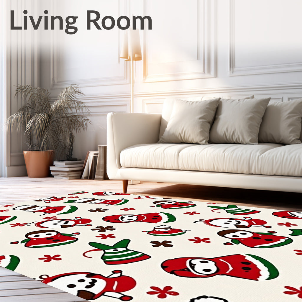 Playful Red Christmas Character Scatter Rug