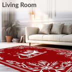 White Sleigh Snowflakes Festive Border Rug