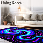 Cosmic Blue Pink Swirl Galaxy Rug