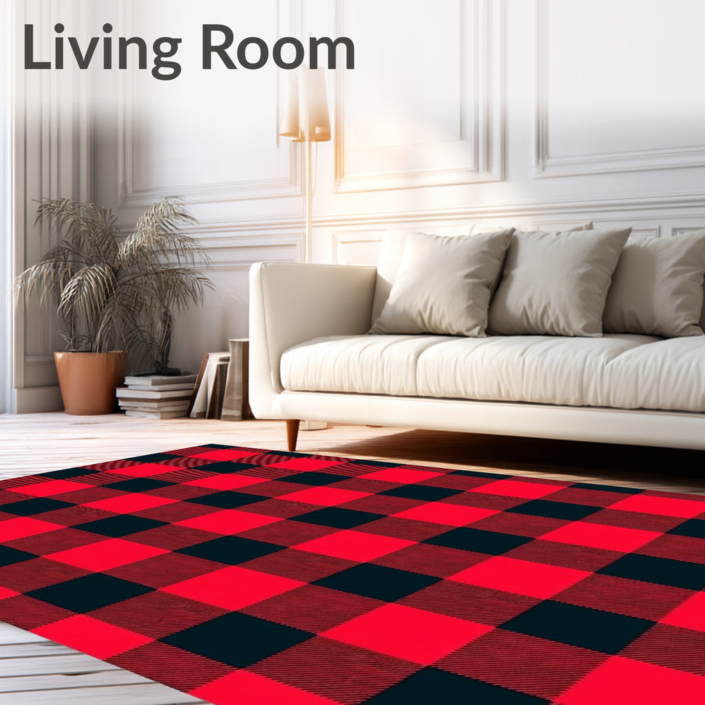 Red Black Buffalo Check Rug