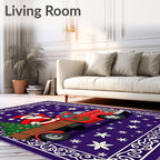 Whimsical Santa Red Truck Snowflakes Rug