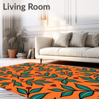 Orange Green Leaf Berry Scatter Rug