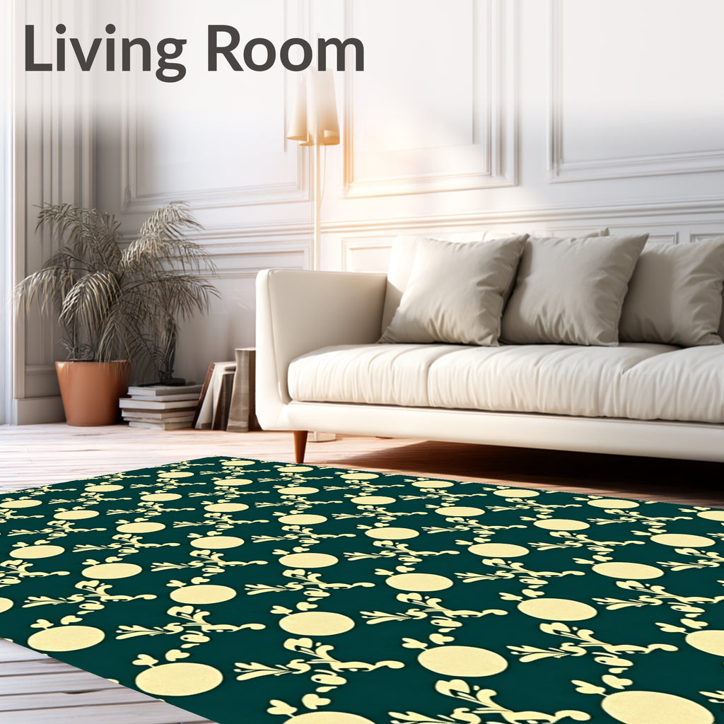 Cream Yellow Floral Vine Medallion Rug