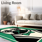 Hipster Pug Green Tuxedo Bowtie Rug